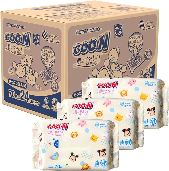 [Selling by Case] GOO.N Hada ni Yasashii Baby Wipe Replacement 70 eachx 24 packs(1680 each) - BeesActive Australia
