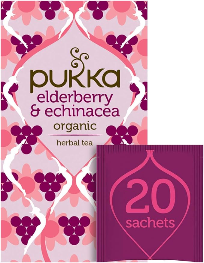 Pukka Herbs - Elderberry and Echinacea of Organic Herbal Tea by Elderflower - 20Sachet(s) - BeesActive Australia