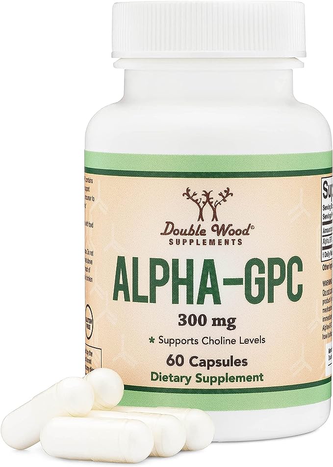 Double Wood Supplements Alpha GPC Choline Supplement, Made in the USA (60 Capsules 300mg) - BeesActive Australia