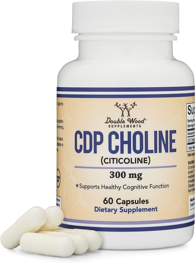 Double Wood Supplements CDP Choline (Citicoline) Supplement, Made in the USA (60 Capsules 300mg) - BeesActive Australia