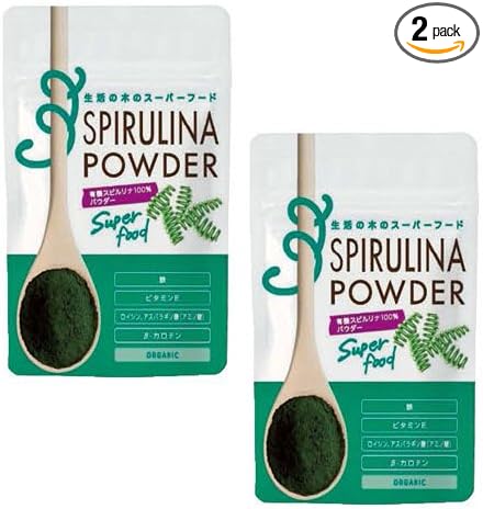 Organic Spirulina 100% Powder, 2.8 oz (80 g) x 2 Packs - BeesActive Australia