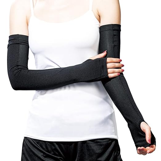 Otafuku Gloves JW-616 Summer Arm Cover, Compression Sweat Absorbent, Quick Drying, UV Protection, Cool Touch Sensation, Inner Mesh, Women's, Black, Free - BeesActive Australia