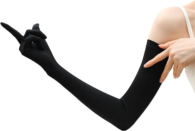 Otafuku Glove Summer Arm Cover, (Cool Touch, Stretch Material, Long UV Protection, Women's), UV-2711, Black, Free Size - BeesActive Australia