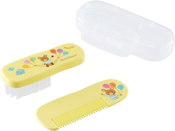 OSK BHC-10 Baby Hair Care Set, Meal Time, Brush, Comb, Yellow, Made in Japan, Case Included, Antibacterial, Hygienic - BeesActive Australia