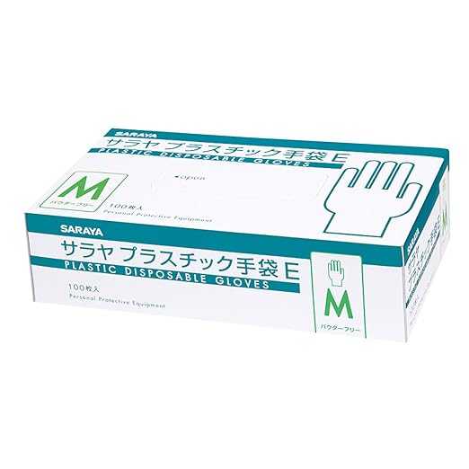 Saraya Plastic Gloves, E, 100 Pieces, Powder-Free, Powder Free (M) - BeesActive Australia
