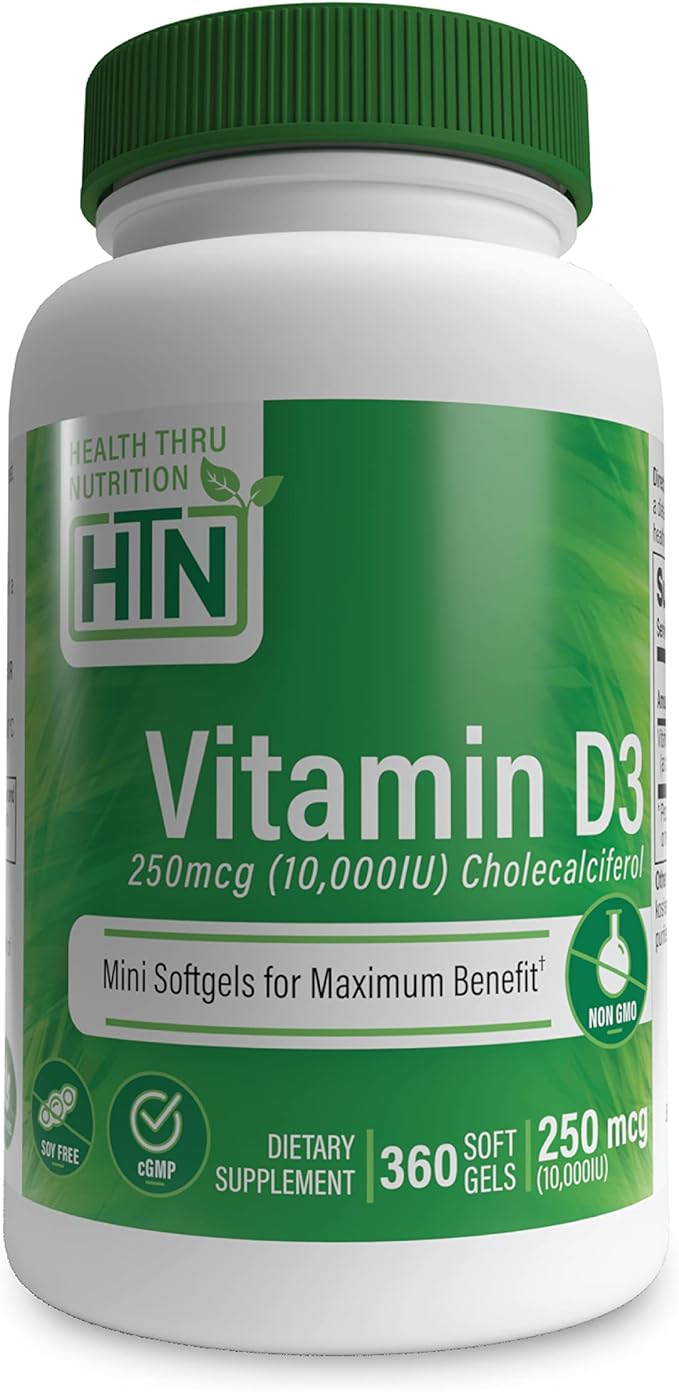 Health Thru Nutrition Vitamin D3 10,000Iu Non-GMO Mini Soft Gels 360 Count - BeesActive Australia