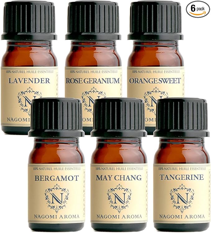 NAGOMI AROMA Essential Oils Trial Set (Certified Essential Oils for AEAJ Display Standards) (Relaxed) 0.2 fl oz (5 ml) x 6 - BeesActive Australia