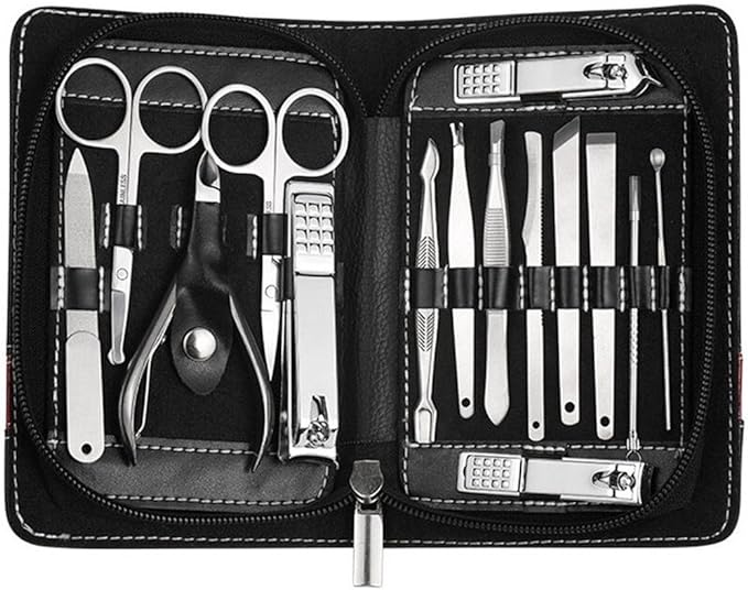 PhantomSky Nail Clippers Set, 15 Pieces, Multi-functional Stainless Steel Nail Care Set, Scissors, Portable, Stainless Steel Pedicure Set, Nail Clippers Cleaner, Manicure, Essential Set, For Hands, - BeesActive Australia