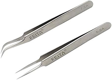 FEITA Professional Luxury Stainless Steel Tweezers Straight Bend Head Eyelash Extensions Fake Eyelash Nail Artisan Silver -  Australia
