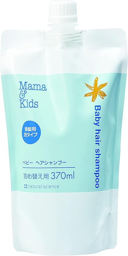 Mama & Kids Baby Hair Shampoo, Refill, 12.5 fl oz (370 ml), Hypoallergenic Skin Care, Baby Shampoo, Additive-free, Newborn, Foam Type - BeesActive Australia