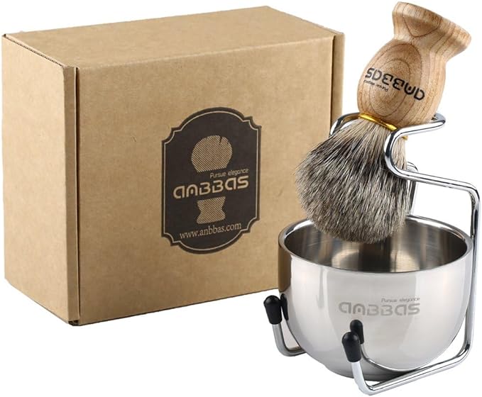 Easy Raku® Beard Brush Shaving Brush Set of 3 Pure Badger Hair Shaving Brushes Stainless Steel Razor Stand Stainless Steel Shaving Soap Bowl Shaving Foaming Facial Wash Brush for Men Black -  Australia