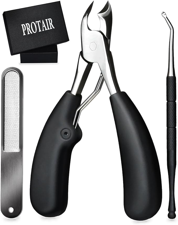 PROTAIR Nail Clippers Nippers for Winding Nails Hard Nails with Songde/Nail File Stainless Steel Silver - BeesActive Australia