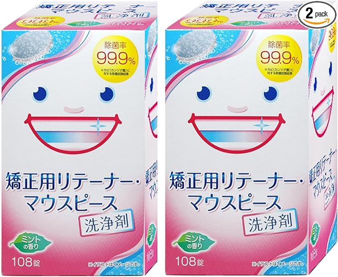 Orthodontic Retainer and Mouthpiece Cleaning Agent, 108 Tablets x 2 Pieces Set (Total 216 Tablets), Large Capacity Type -  Australia
