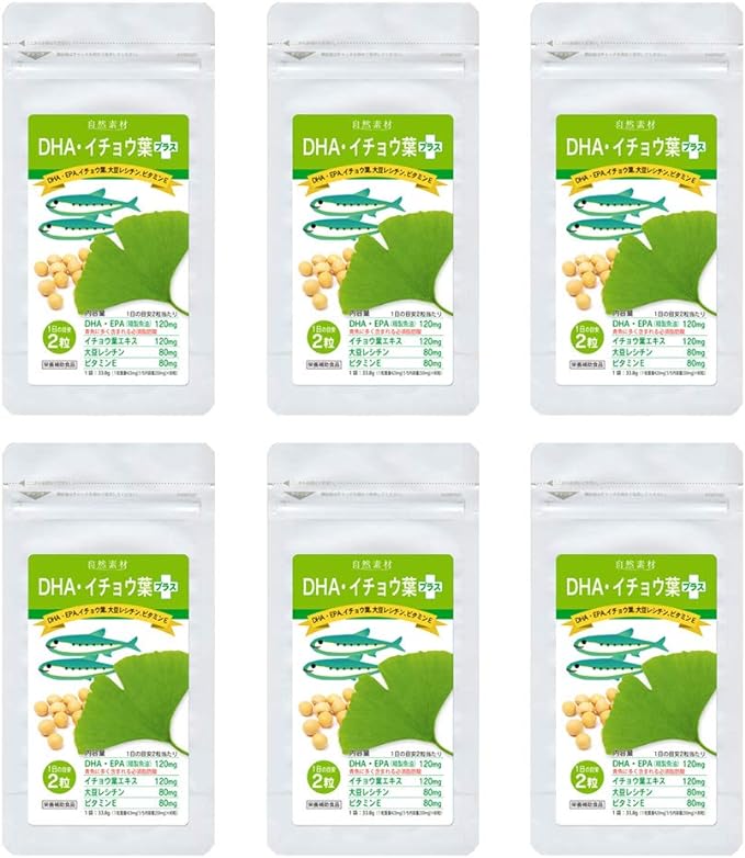 Dainichi Healthy Foods DHA EPA Ginkgo Biloba 80 tablets x 6 bags (8 months supply) Soy Lecithin Vitamin E Supplement - BeesActive Australia