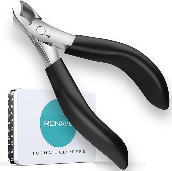 RONAVO Nail Clippers Nippers Toenail Clipper for Thick or Intruded Nails for Elderly - Professional Trimmer and Podiatrist Toenail Nippers - Best Pedicure Tool - Stainless Steel Black - BeesActive Australia