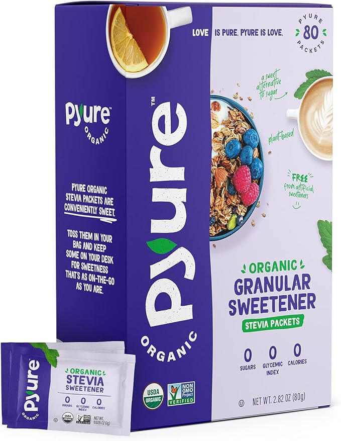 Pyure Organic Stevia Sweetener, 2.8 oz (80 g), 0.04 oz (1 g) x 80 Bags - BeesActive Australia