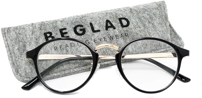 BEGLAD BE1018BK Fashionable Case Reading Glasses Classic Style Boston Style 2 Colors +1.0~+2.5 Black -  Australia