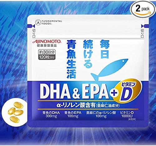 [Set of 2 bags] AJINOMOTO DHA&EPA+Vitamin D 1 bag: 120 tablets x 2 bags - BeesActive Australia