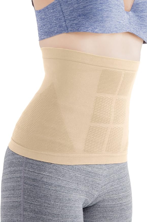 Small Belt (, Roomier) Beige ML (Waist 6477 cm) Unisex Stretch Trainers 兼子 but fully Design ABS Shape Firm Tummy Shaper Corset Weight Loss Correction Belt - BeesActive Australia