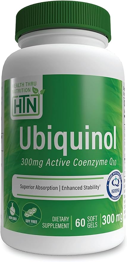 Health Thru Nutrition Ubiquinol 300mg - Kaneka Reduced Coenzyme Q10 Enhanced Bioavailability, Coenzyme Q10, Non-GMO, Soy-Free (60 Softgels) - BeesActive Australia