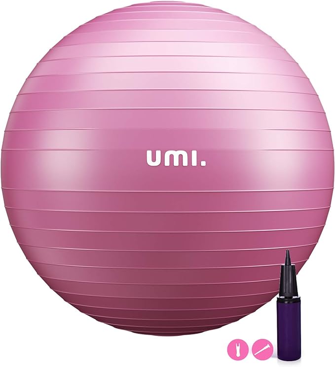 Umi. Balance Ball, 21.7 inches (55 cm), 25.6 inches (65 cm), 29.5 inches (75 cm), Anti-Burst, Thick, Anti-Slip, Load Capacity 660.1 lbs (300 kg), Hand Pump Included - BeesActive Australia