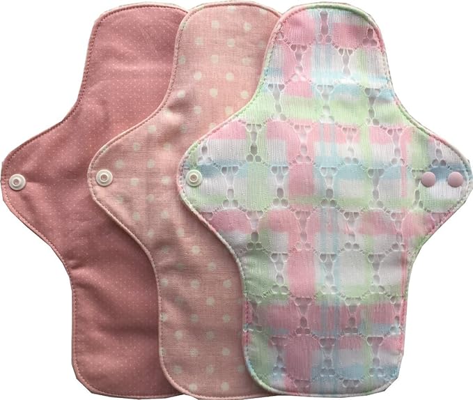 Suto Kotto Cloth Napkins, Unbleached White/Pink, One-Piece Cloth Napkins, Day Use, Set of 3 (Rosa Lace) - BeesActive Australia