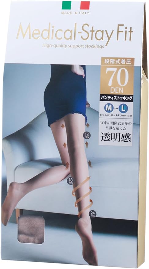 Compression Elastic Stockings, Slim and Beautiful Legs, Medical Stay Fit, 70 Denier, Made in Italy, Medical-Stay Fit, Transparent, Skin-Feeling, Pantyhose, Women's, Beautiful Legs, Just Wear It - BeesActive Australia