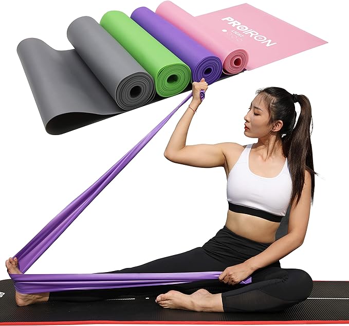 PROIRON Stretch Bands Fitness Bands Exercise Tubes Latex Free 1.5m 2m Anti-Slip TPE Material No Irritation 4 Strength Ideal for Yoga, Pilates, Strength Training and Rehabilitation