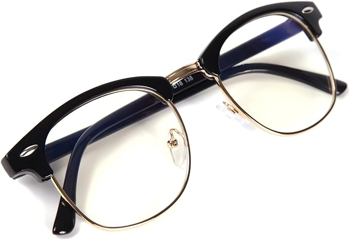 FREESE Fashion Glasses Blue Light/UV Protection - Stylish - Wellington Half - Rim - With a Nylon Cleaning Cloth and Glasses Case -  Australia