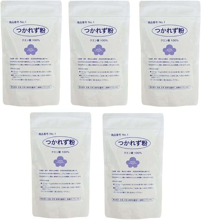 Tsukarezu Honpo Tsukarezu Powder, 6.1 oz (170 g) x 5 Bags Set, 100% Citric Acid - BeesActive Australia