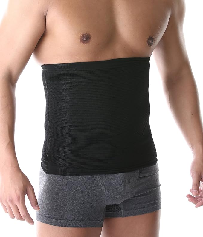 SPORTIA Compression Waist Supporter, Belly Wrap, Tummy Tightening, Unisex, Black, XL - BeesActive Australia