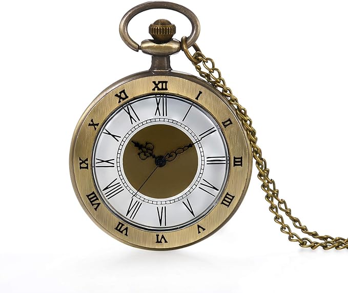 JewelryWe Retro Antique Roman Analog Pocket Watch Pendant Necklace Watch Non-waterproof Men Women Cosplay Event Halloween Birthday Anniversary Christmas Present Bronze -  Australia