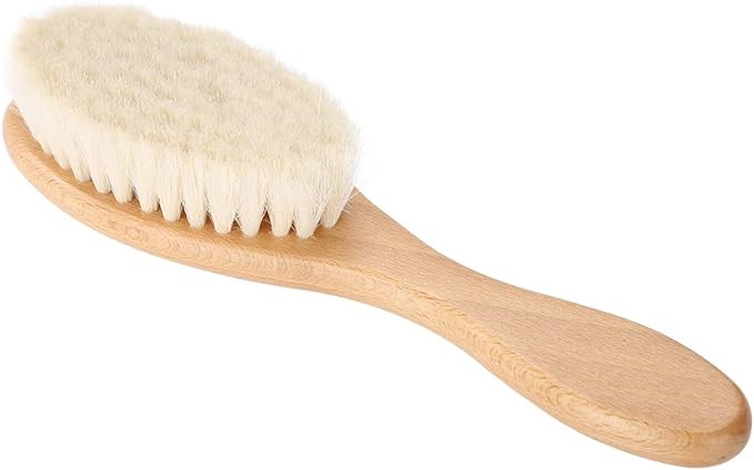 Baby Brush (Natural Goat Hair/Olive), Baby Hair Brush, Shave Brush, Made of Natural Cashmere Bristle, Comfortable to Touch and Feel, Baby Shower, Gift -  Australia
