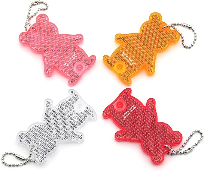 MFC PRO EN13356 Certified, Super Cute, 4 Colors, Bear-shaped, Scandinavian Walking Reflector Sign, Retroreflective, Key Chain, Bear shape -  Australia