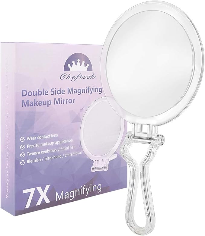 Cheftick Double Sided Makeup Mirror, Double Sided 7x and Equal Magnification 7x Magnifier Foldable Makeup Mirror, Round (M) -  Australia