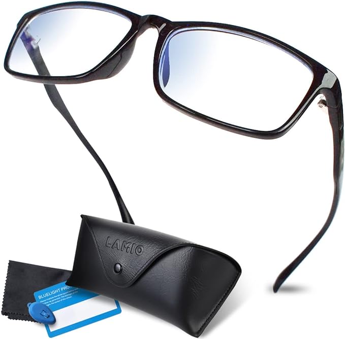 LAMIO Blue Light Cut Glasses, PC Glasses, No Prescription, Lightweight, UV Protection, Wellington, Black -  Australia