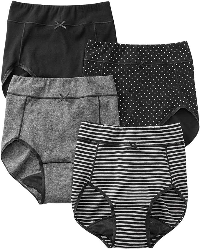 Nissen Women's Sanitary underwear, Winged Napkin Compatible Panties, High Waist, Deodorizing, Cotton Blend, Set of 4 - BeesActive Australia