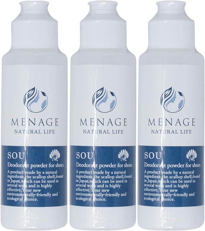 MENAGE NATURAL LIFE SOU Value Set of 3, For Those Who Didn't Solve With Deodorizing Spray, Strongest Shoes, Deodorizing, Disinfecting Powder, 1.4 oz (40 g), Made in Japan, Scallop Powder, Natural Material, Menage - BeesActive Australia