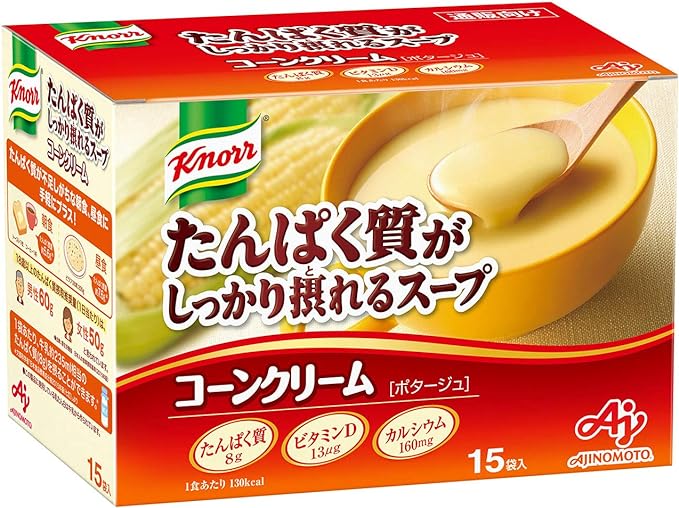 Ajinomoto Knorr Protein Soup Corn Cream, 15 Bags (Protein Soup, Protein, High Protein, Vitamin D, Calcium) - BeesActive Australia