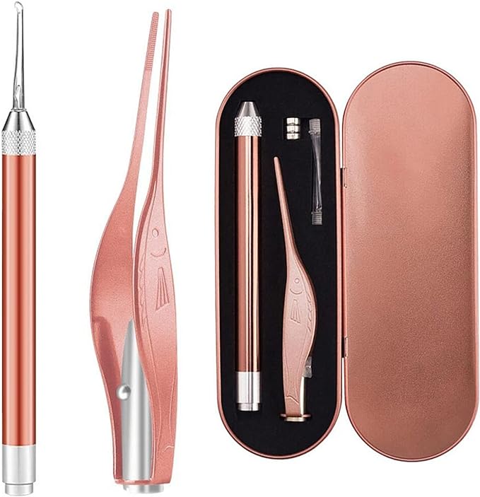 Ear Cleaning Tweezers with LED Light, Ear Cleaning, Ear Cleaner, Toothpick Set, For Kids, Elderly, Home Use, Light, Clear Visible, Storage Case, Convenient to Carry - BeesActive Australia