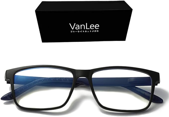 VanLee Blue Light Reducing Glasses, Negative Ion Glasses, PC Glasses, UV Protection, Blue Light, Glasses, Wellington Type, Fashion, Radiation Prevention, Reduces Eye Fatigue, Unisex, Black - BeesActive Australia