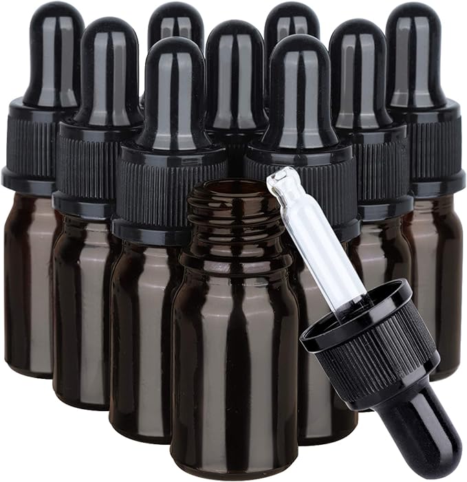 Teenitor Blackout Jar, 0.2 fl oz (5 ml), 10 Bottles with Dropper Aroma Oil Bottles, Glass Essential Oil Bottles, Blackout Dropper Bottles, Aroma Storage Containers, Aroma Bottles, Essential Oil Divides, Aroma Oils, Divided (brown) - BeesActive Australia