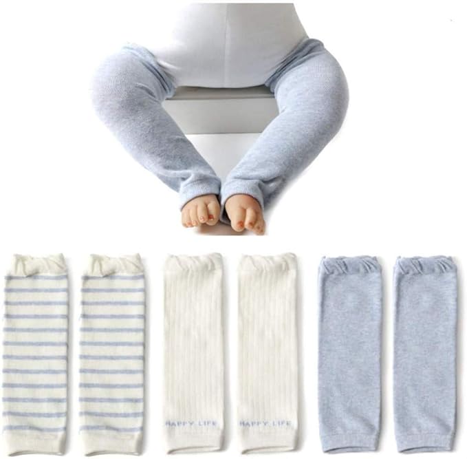 IHOLLY Baby Leg Warmers, Cotton, Breathable, Soft, Impact Relief, Cold Feet, Set of 3 Pairs (Plain and Stripe) -  Australia