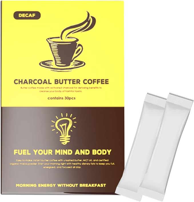 Decaffeinated Charcoal Butter Coffee with MCT, Easily Dissolved Powder, Stick Individually Wrapped (30 Packets) Miura Takuya Shoten, Carbohydrate 0.6g, Ketogenic, 16 Hour Fasting, Diet - BeesActive Australia