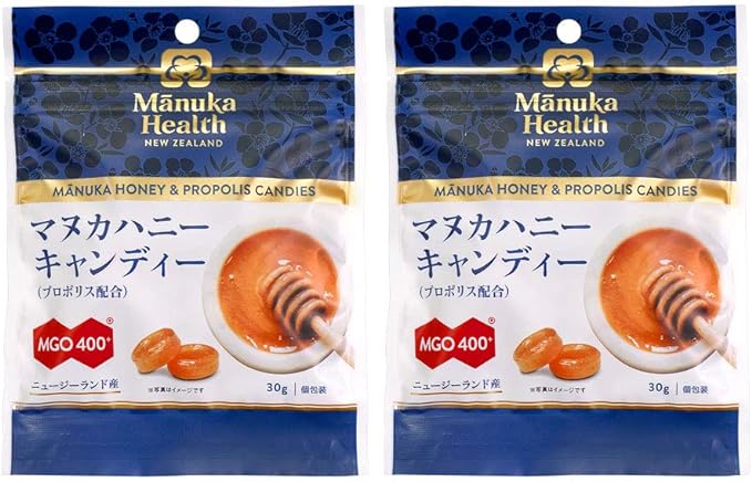Manuka Health mgo400+ Manuka Honey Candy, 1.1 oz (30 g), 2 Bag Set, Propolis Formulated - BeesActive Australia