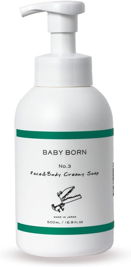 BABY BORN Baby Bone Face & Body Creamy Soap, Shampoo, Body Soap, For Babies, Children, Additive-Free, Aki Higashihara, 16.9 fl oz (500 ml) - BeesActive Australia