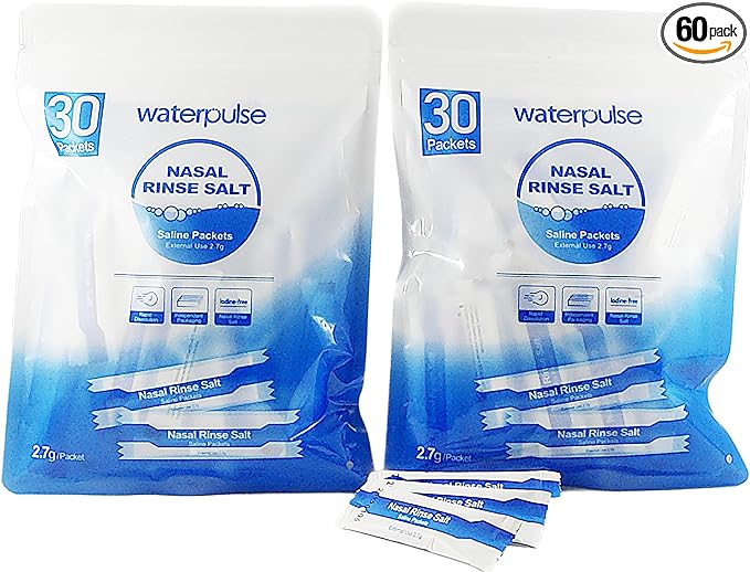 Waterpulse Nasal Rinse, Saline, Purified Salt, For YT-300, 0.1 oz (2.7 g) x 30 Packs x 2 Boxes, Japanese Instruction Manual Included (English Language Not Guaranteed) - BeesActive Australia