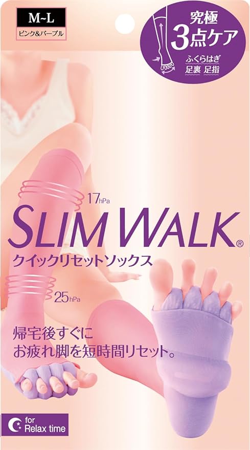 Compression Socks Slim Walk Quick Reset Socks M-L Pink Purple Home Compression AskDoctors Calf Sole Toe - BeesActive Australia