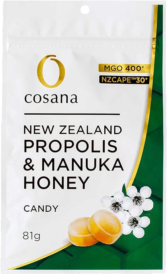 Cosana NZ Propolis & Manuka Honey MGO400+ Candy, 2.8 oz (81 g) (1 Bag) - BeesActive Australia