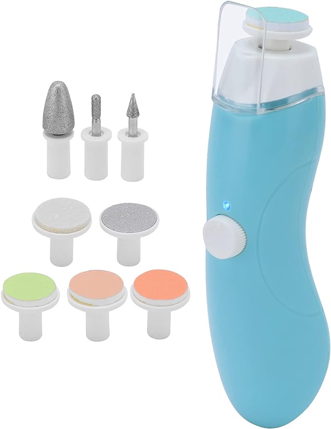 Baby Nail Trimmer, Durable Rechargeable 6 Contact Baby Finger Nail Care Toddler Nail Grooming Tool (Light Blue) - BeesActive Australia